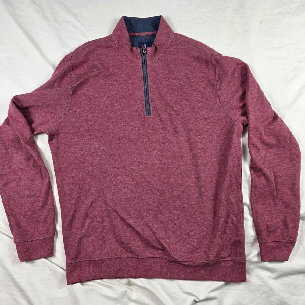 Johnnie-O Sully Mens Size Large 1/4 Zip Pullover Heather Red Casual Lightweight